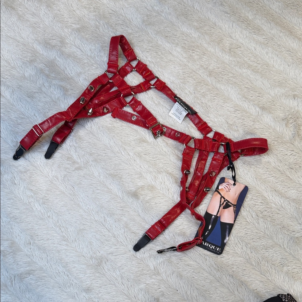 Hustler Red Spiked Harness